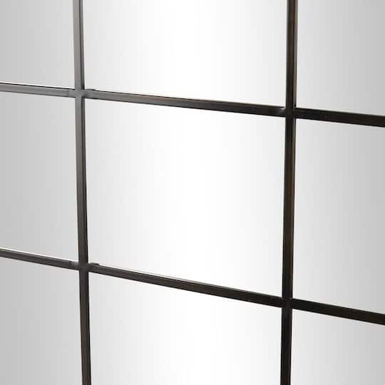 Black Arched Metal Windowpane Wall Mirror